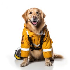 Confident Golden Retriever Dog Dressed as Rescuer AI Generated