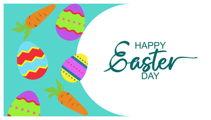 Happy Easter banner. Trendy Easter design with  Modern minimal style typography, hand painted strokes and dots, eggs, bunny ears, in pastel colors. Horizontal poster, greeting card, header for website