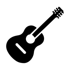 minimal Guitar icon vector silhouette, black color silhouette, white background