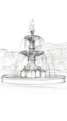 Exquisite Fountain in a Public Square AI Generated