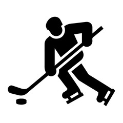 hockey icon vector silhouette, black color icon silhouette, white background 
