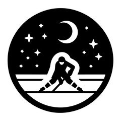 hockey icon vector silhouette, black color icon silhouette, white background 