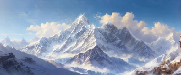 Tableaux ronds sur aluminium brossé Everest fantasy landscape of Himalaya Mountain. Abstract Mount Everest Ice Mountain panoramic background.