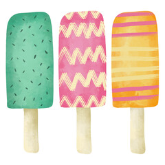watercolor popsicle ice cream element collection