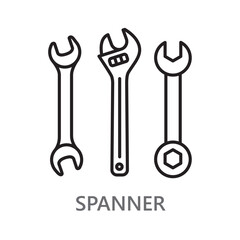 spanner icon. line vector icon on white background. high quality design element. editable linear style stroke. vector icon.