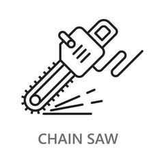 chain saw icon. line vector icon on white background. high quality design element. editable linear style stroke. vector icon.