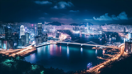 Fototapeta premium Hong Kong's beautiful city night view