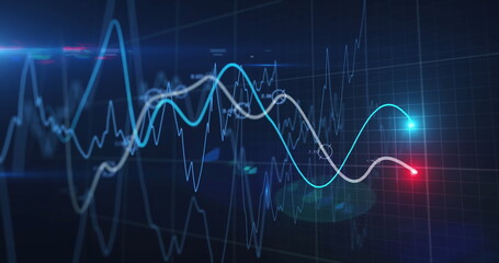 Image of financial data processing over black background