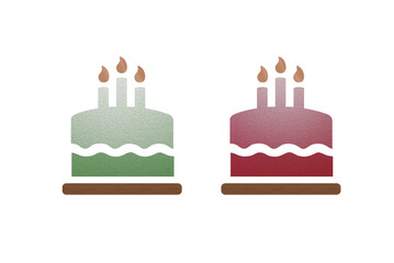 Cake icon symbol with texture red and green