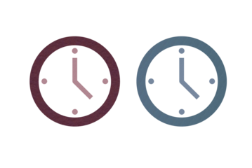 Clock icon symbol with texture red and gray