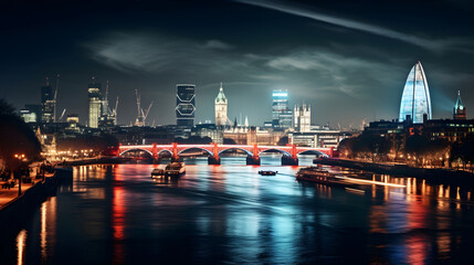 Fototapeta na wymiar The night view of the beautiful city of London, England