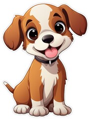 Cute Puppy Stickers: Super Cute Character Vinyl Sticker with White Border on White Background AI Generated