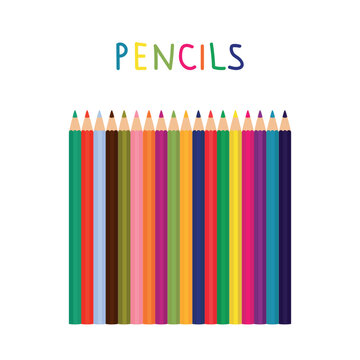 Set of colored pencils. Vector illustration.