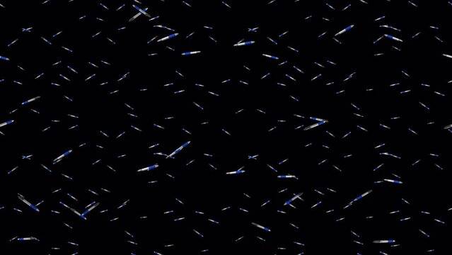 Ball Pen Loop Tile Falling with alpha. This 3d animation of ballpens with an alpha channel is loopable and tileable.