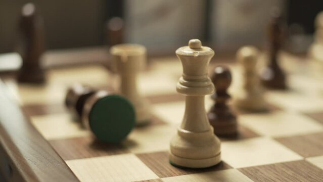 Chess game, White Queen winning over the Black King