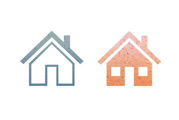 Obraz premium Home icon symbol with texture blue and orange