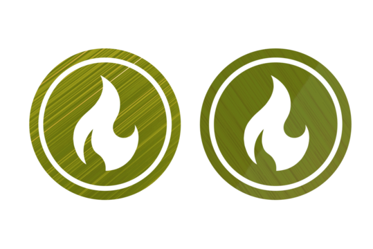 Fire icon symbol with texture yellow.