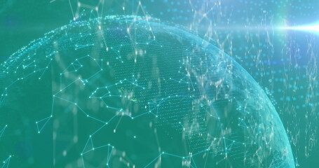 Image of globe with network of connections on green background