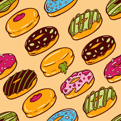 SEAMLESS PATTERN OF DOUGHNUTS