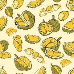 SEAMLESS PATTERN OF DURIAN KING OF FRUIT