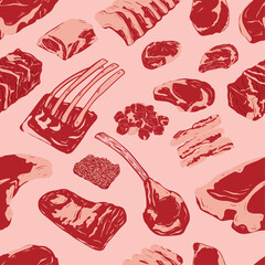 SEAMLESS  PATTERN OF MEAT CUTS
