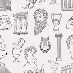SEAMLESS PATTERN OF GREECE ELEMENTS 