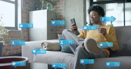 Image of data processing over african american businessman in office