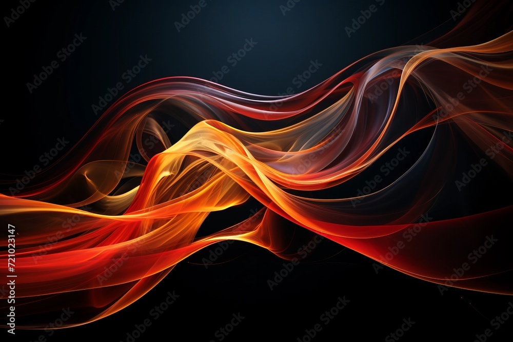 Wall mural an abstract neon flow dances against a black background, creating a visually captivating and vibrant