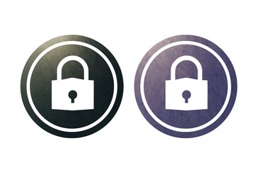 Pad lock icon symbol with texture green and purple