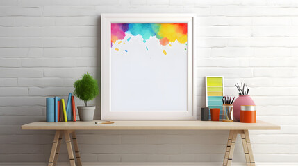 Colorful Mock up frame for pictures or artworks