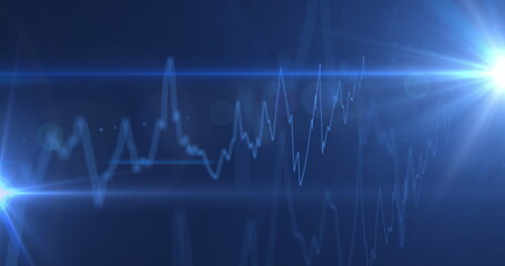 Image of financial data processing over blue background