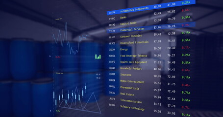 Image of financial data processing over warehouse