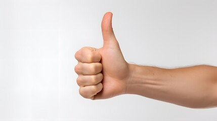 Men hand show thumbs up like concept,white background