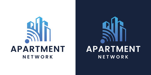 modern and luxury apartment network technology logo design ideas