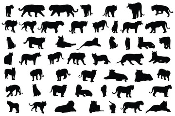 Set of tiger silhouette icon vector
