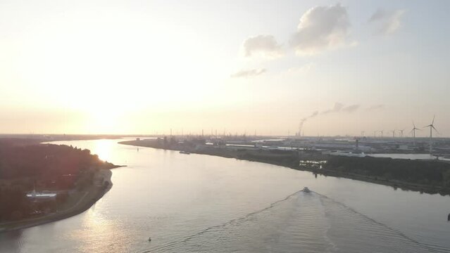 Antwerp harbor seen from Schelde river Northside