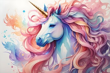 Step into a realm of pastel dreams! Our image features a fantasy unicorn with flowing mane and tail, surrounded by soft hues. Captivate your audience with the ethereal beauty and imagination within.
