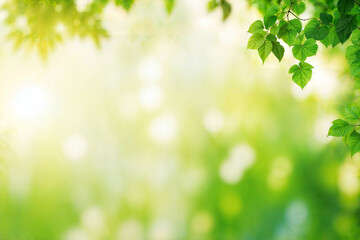 Fototapeta na wymiar AI-generated illustration of a Vibrant green leaves in the foreground with a soft focus background