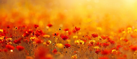 Beautiful Red and Yellow Tiny Flower Blossoms in a Beautiful Red and Yellow Field