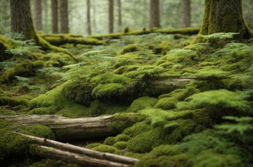 Weathered Wood and Delicate Moss, Creating an Enchanting Harmony of Verdant Hues and Rugged Textures