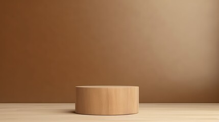 beige podium for product presentation. Abstract minimal background.