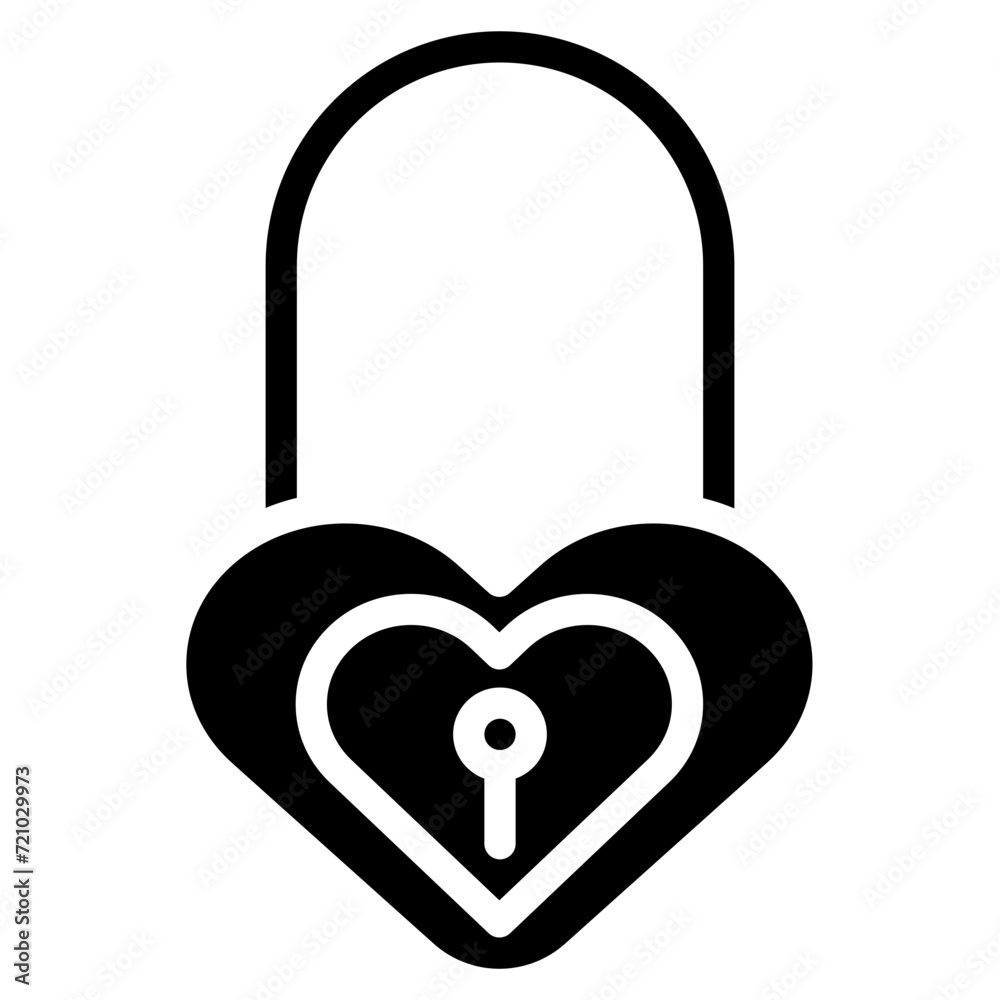 Poster black and white love padlock icon