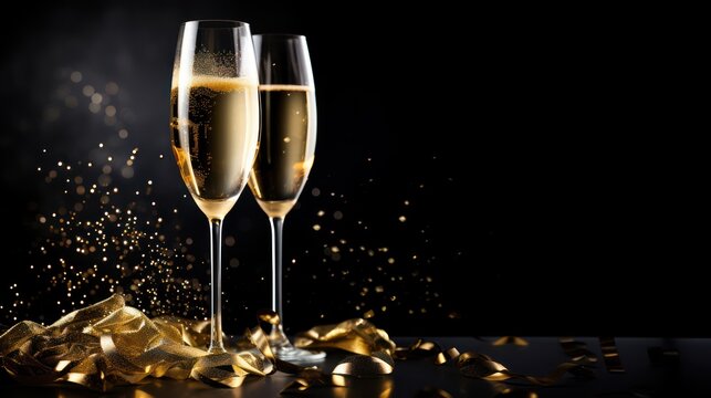 Festive New Year Champagne Celebration AI Generated