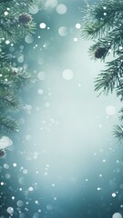 Winter Fir Branches with Festive Bokeh for Christmas Greetings Generative AI