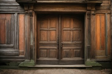 Fototapeta na wymiar Antique Old Wooden Doors and Windows Unveil the Tales of Bygone Eras 