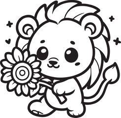 cute cartoon lion coloring page