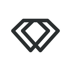 Diamond shape icon, diamond  outline icon vector isolated on white background.