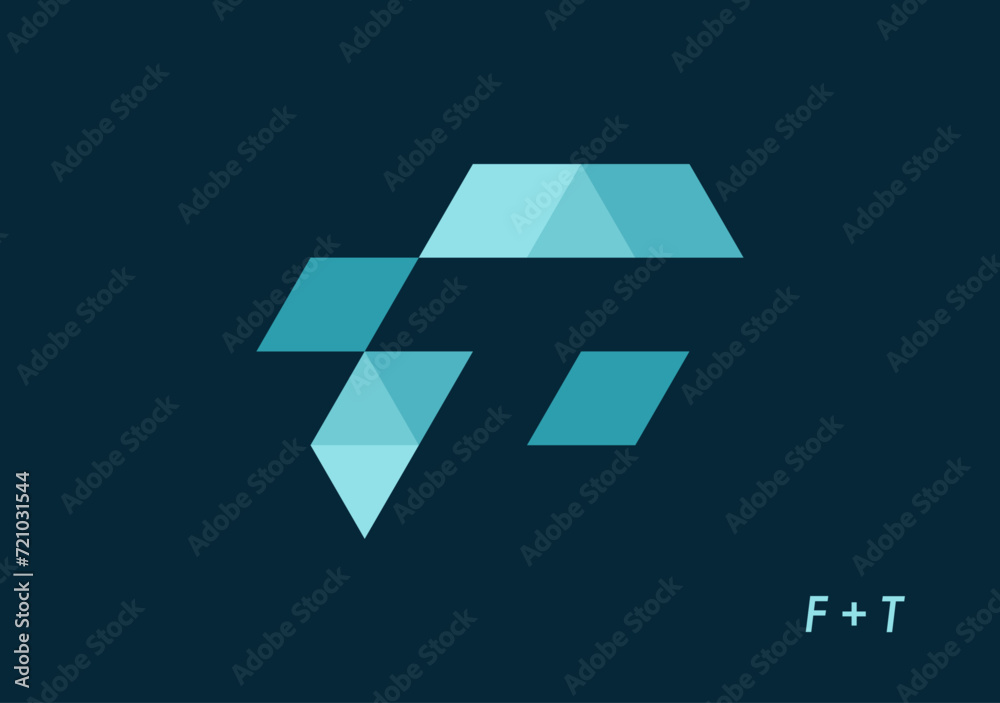 Fototapete geometric shape trying to express about data symbol, featuring logo letter f and t neatly packed in 