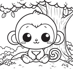 cute coloring page monkey