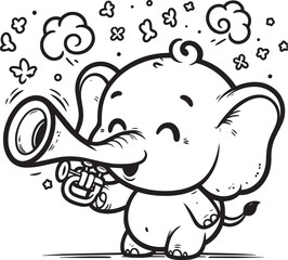 cute elephant cartoon coloring page